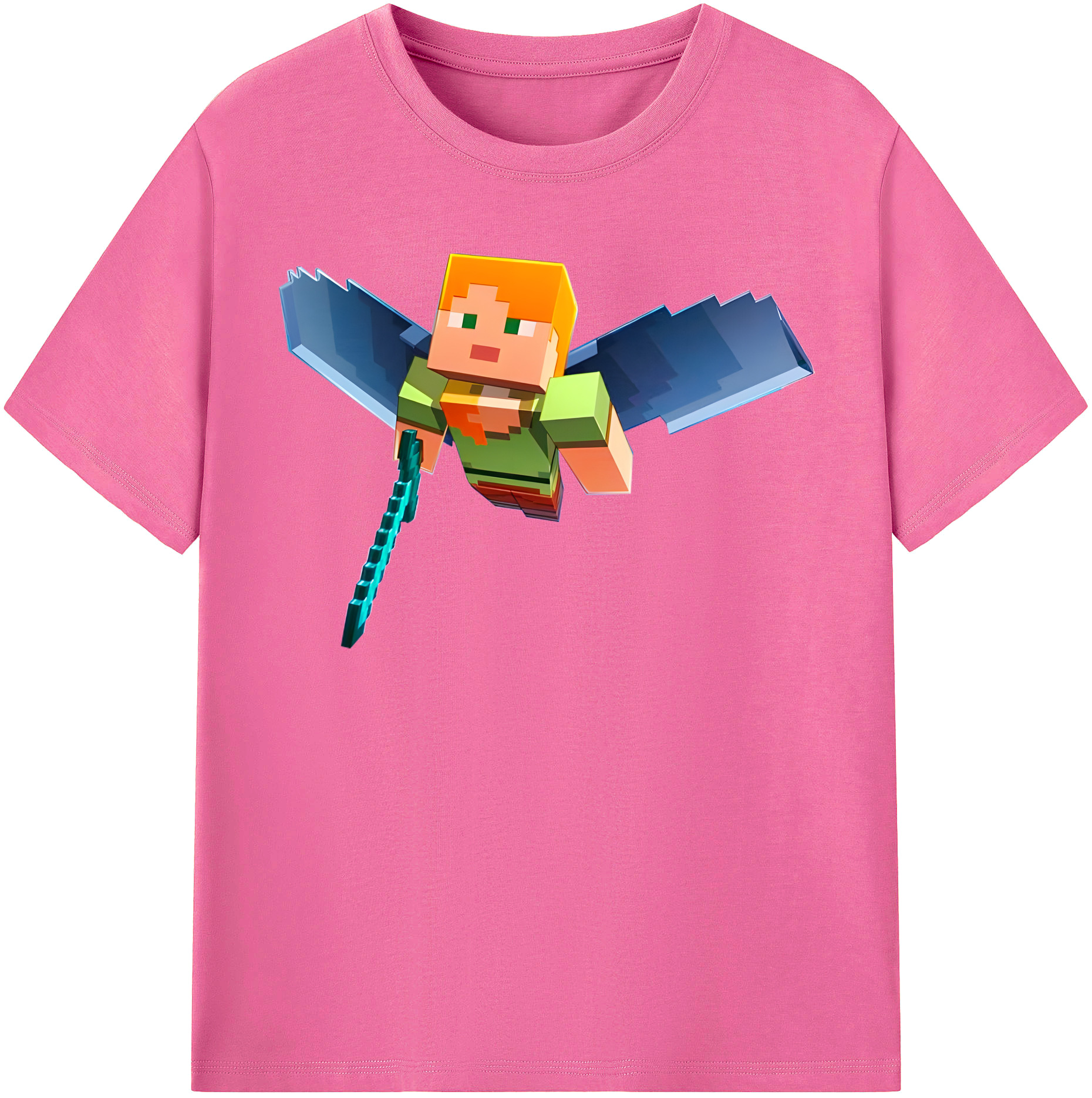 （画像用） マインクラフト ブロックの世界 Minecraft MC Block world レディースカジュアルプリントTシャツ（綿100％）